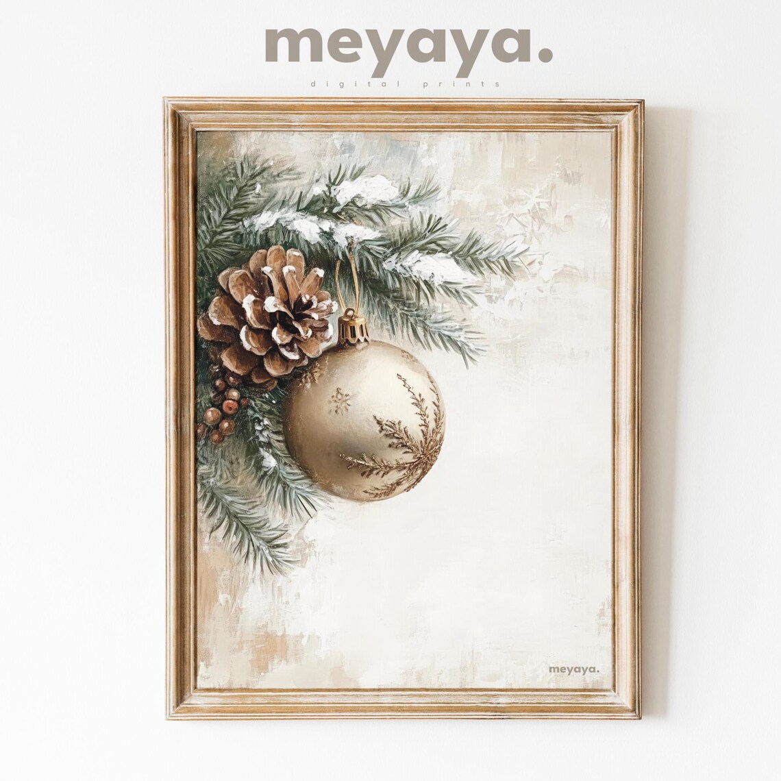 Christmas Gold Ornament Vintage Holiday Art Print