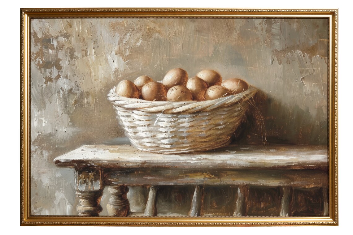 Woven Basket Of Eggs Rustic Country Kitchen Vintage Farmhouse Poster - Image 5
