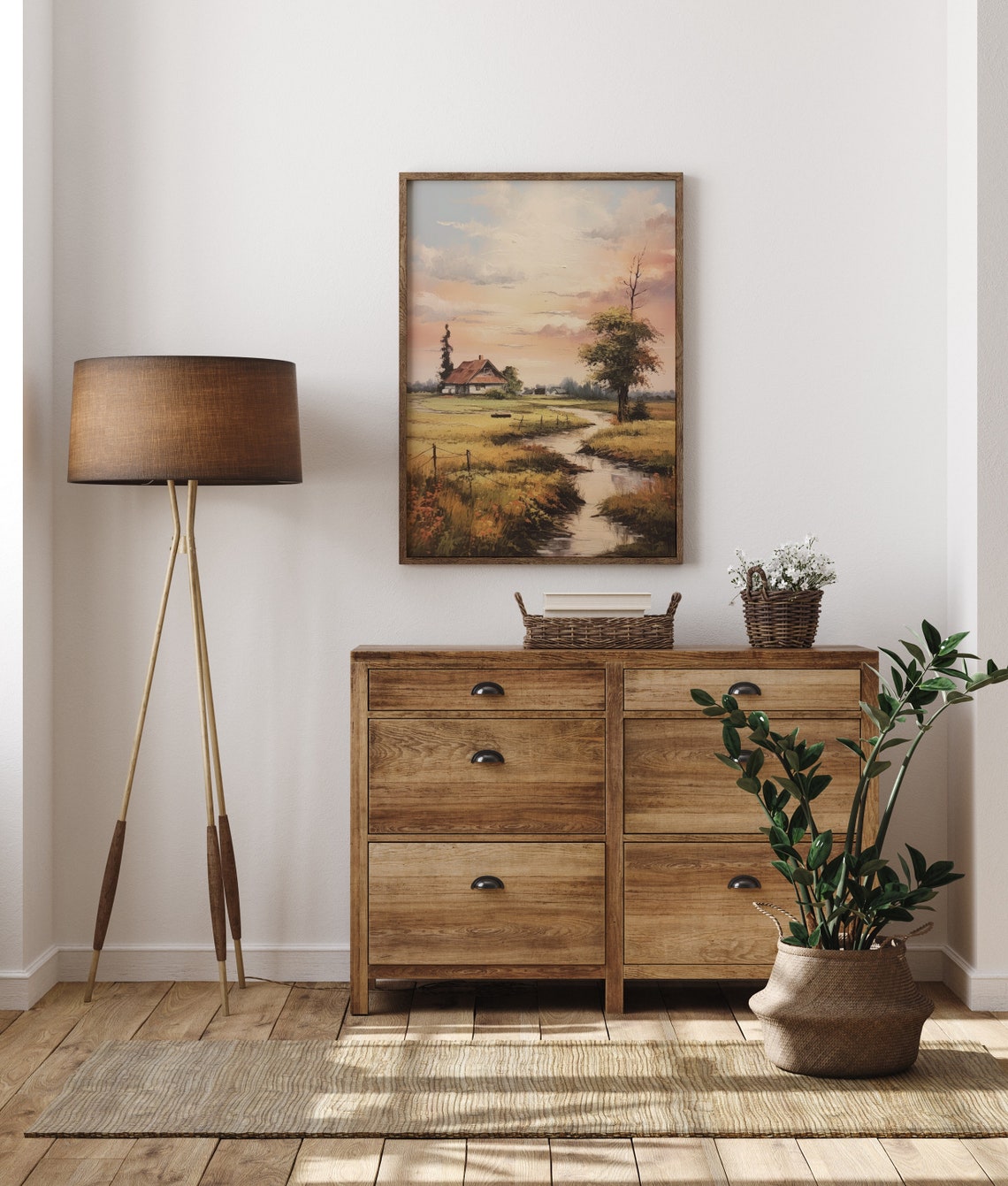 Country House By Stream Sunset Golden Countryside Home Poster - Image 5
