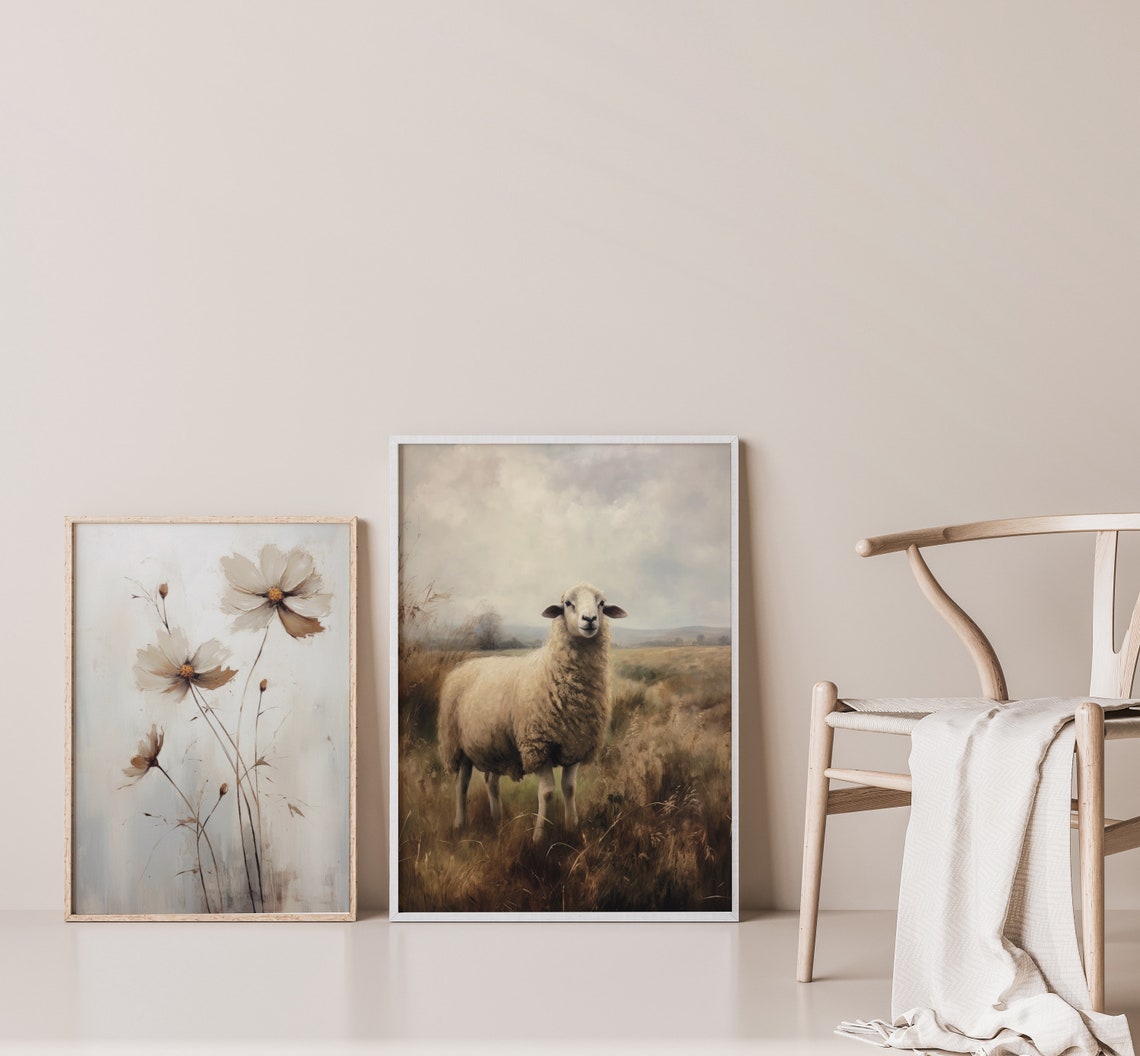 Sheep In Golden Wheat Field Vintage Countryside Farm Life Poster - Image 2