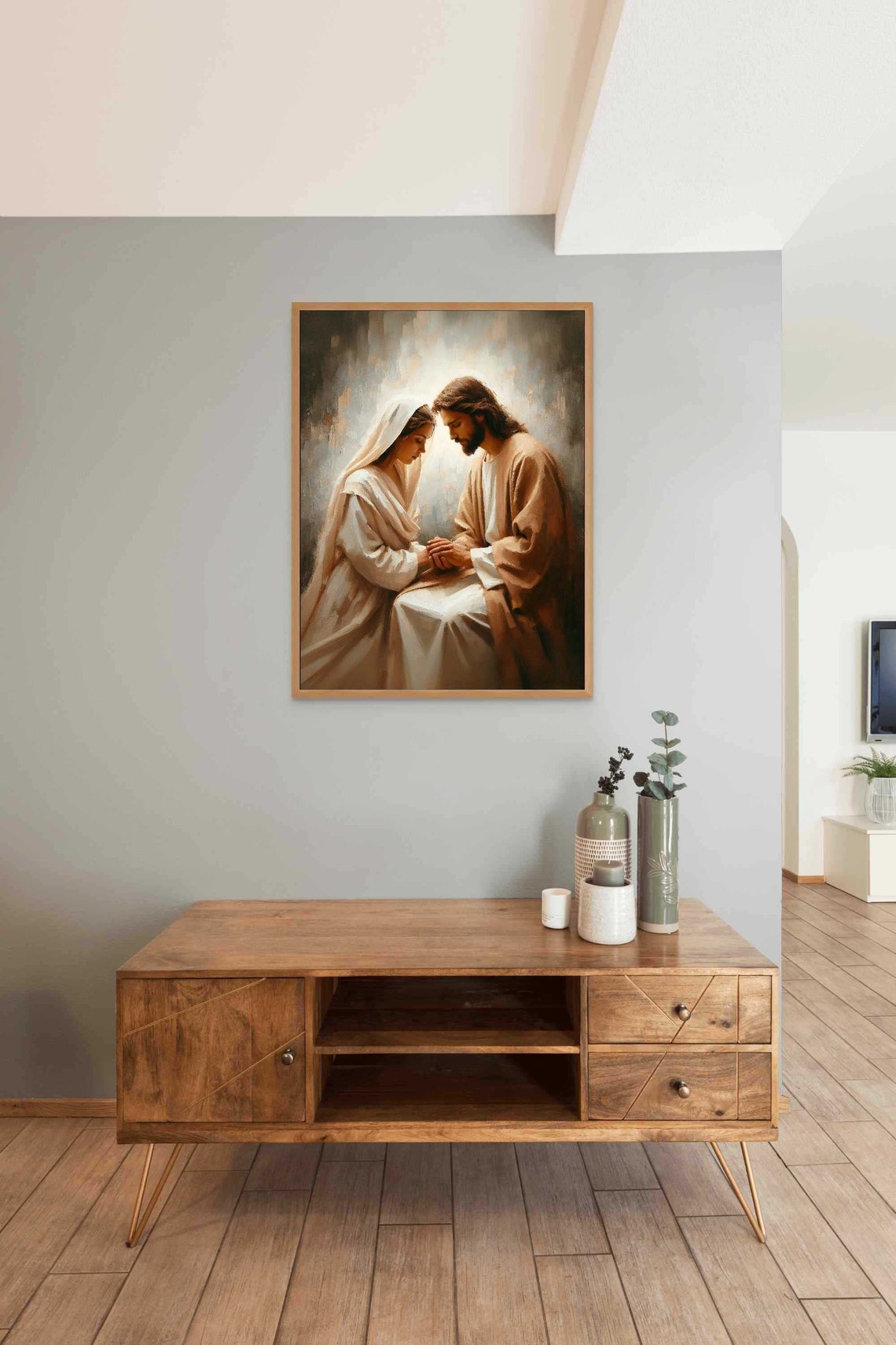 Calm Presence Christian Wall Art Jesus And Woman Jesus Picture Lds Art Bible Prints Christian Painting Picture Of Jesus And Girl Art - Image 3