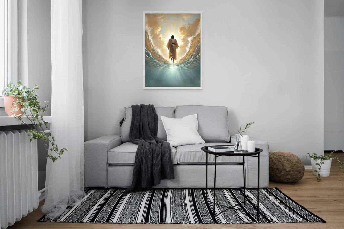 Jesus Walking On Water Modern Christian Art Picture Of Jesus Jesus Prints Lds Painting Bible Wall Art Christian Watercolor Jesus Art - Image 3