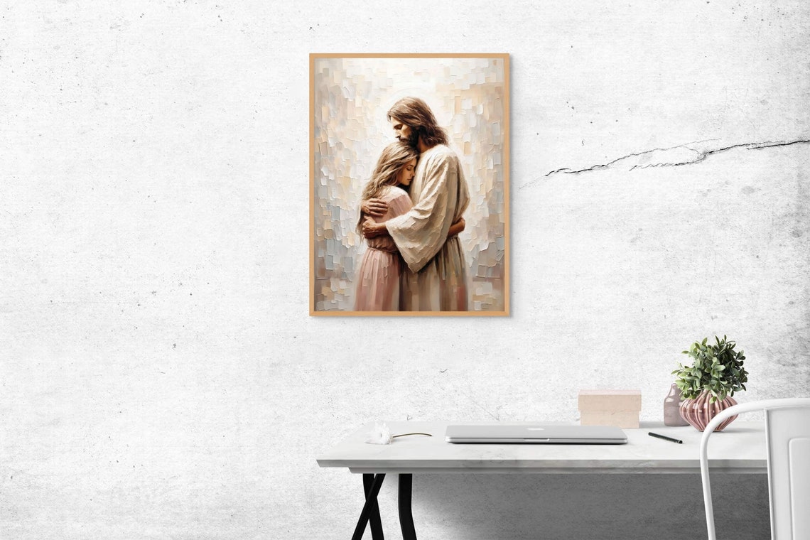 Jesus Hugging Woman Christian Painting Jesus Girl Art Jesus Painting Lds Art Bible Verse Wall Art Jesus Wall Art Jesus Heals A Woman - Image 5