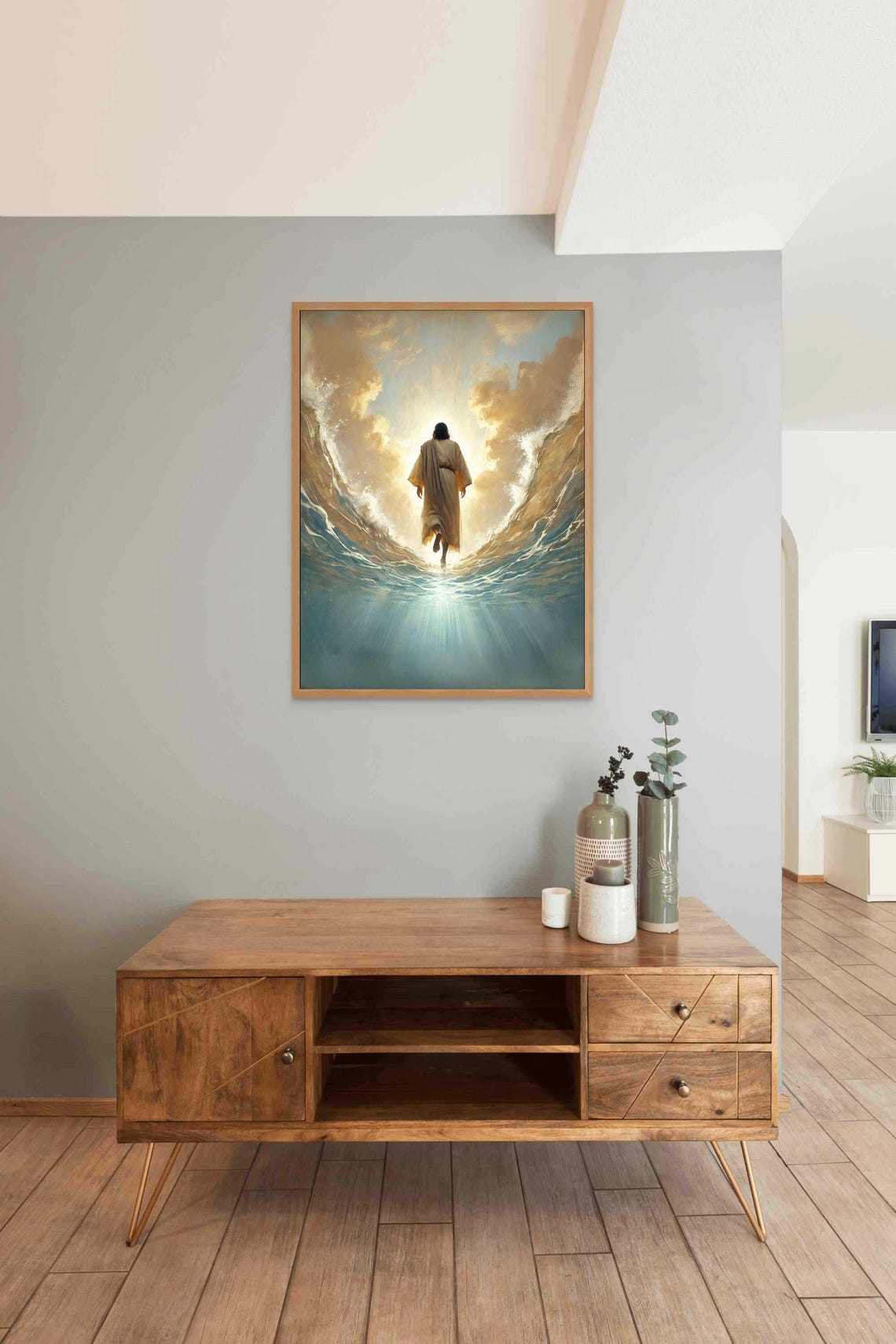 Jesus Walking On Water Modern Christian Art Picture Of Jesus Jesus Prints Lds Painting Bible Wall Art Christian Watercolor Jesus Art - Image 2