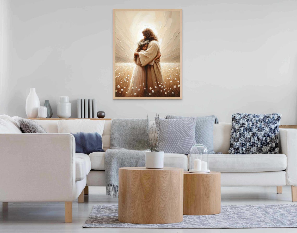 Age Of Christianity Modern Christian Art Jesus Hugging Girl Jesus Picture Lds Painting Bible Painting Jesus And Woman Christ Poster - Image 7
