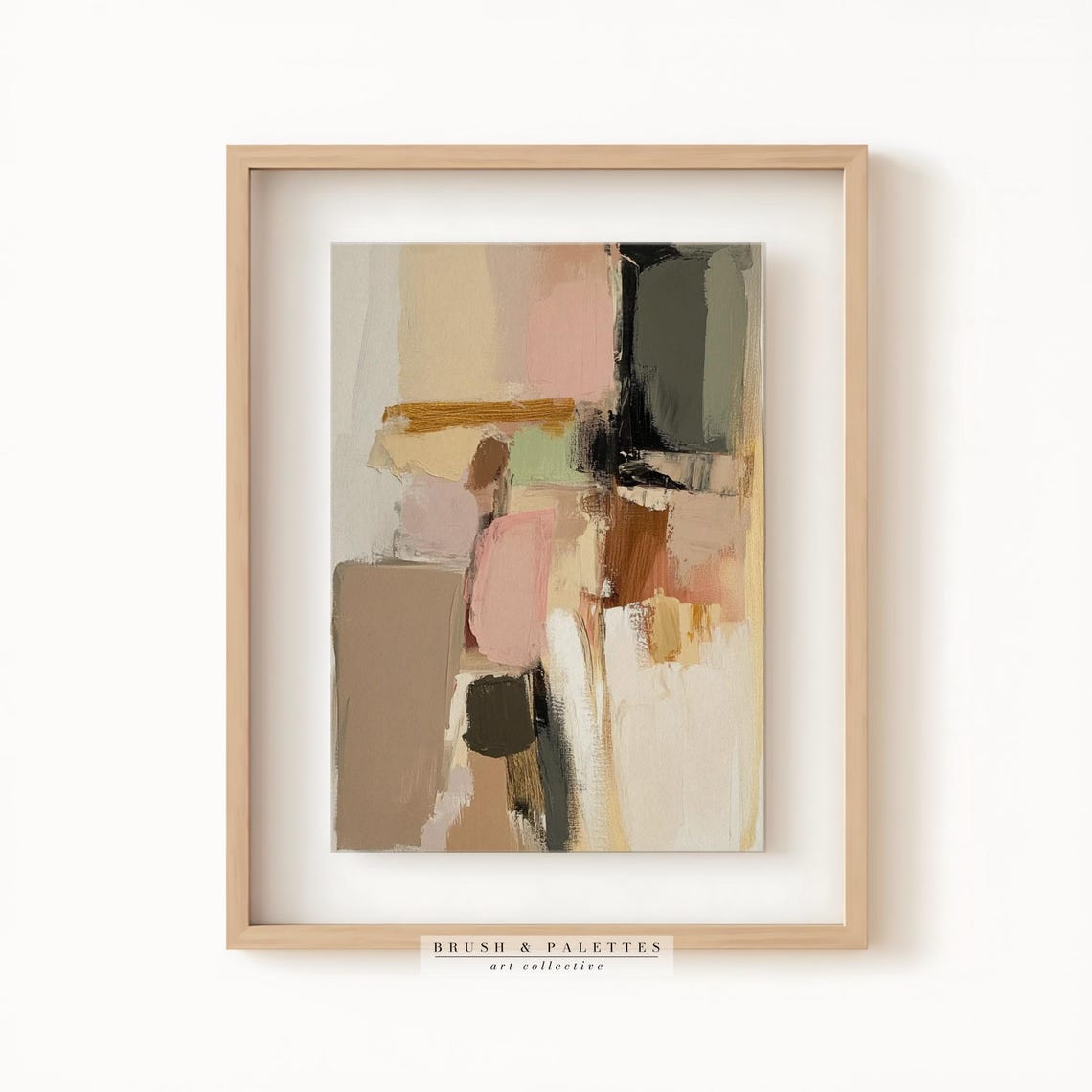 Blush Pink Beige Taupe Abstract Color Blocks Modern Art Print