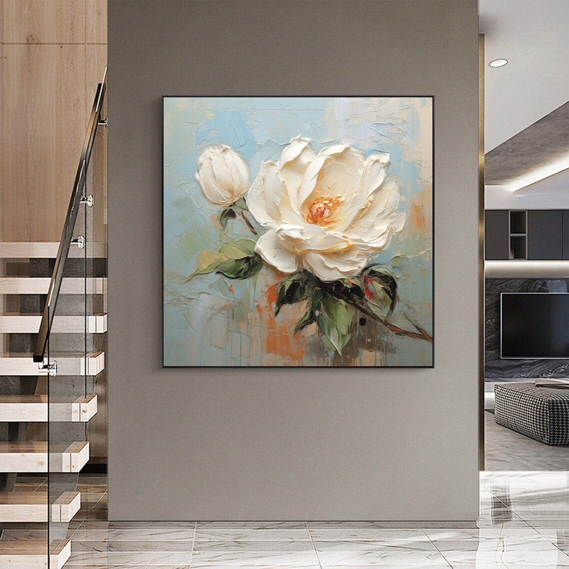 Custom Large White Flower, Abstract Minimalist Art Print - Image 8