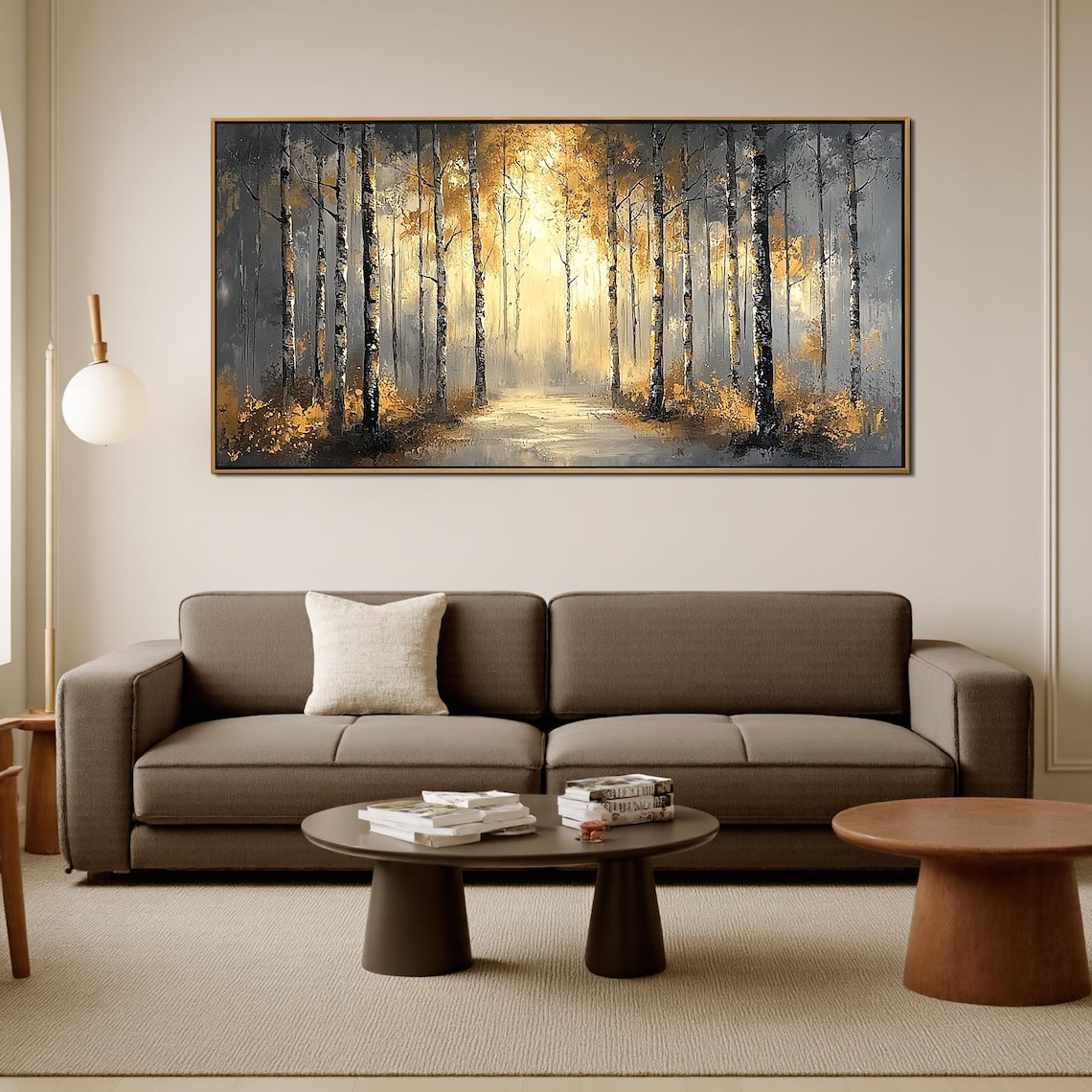 Gold Leaf Forest Oil Painting, Abstract Nature Landscape - Image 6