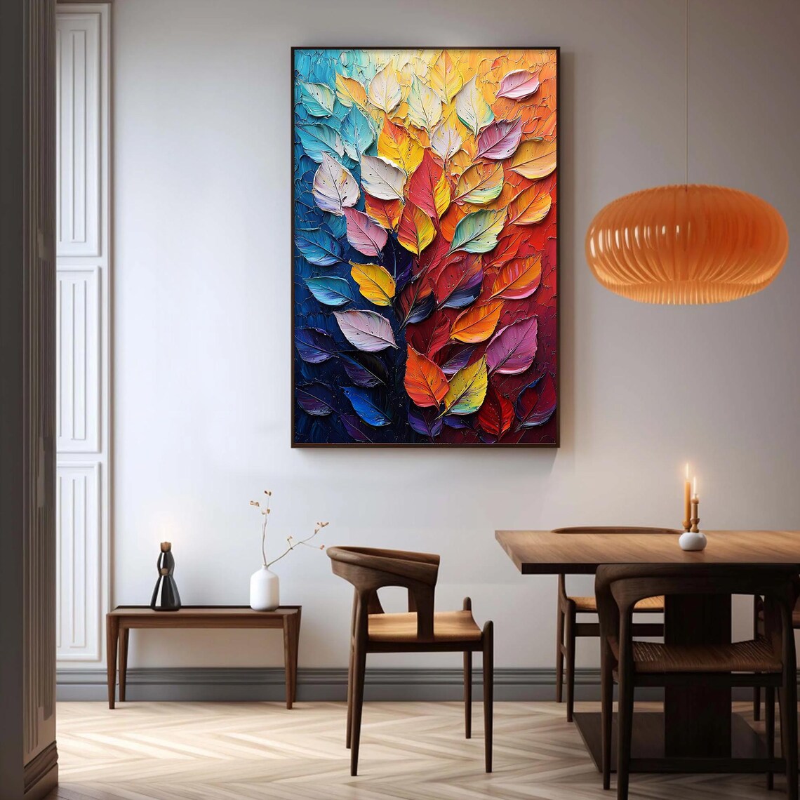 Abstract Leaves Oil Painting Modern Botanical Art - Image 2