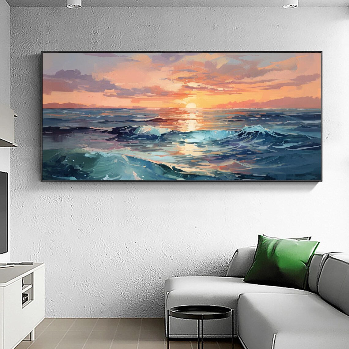 Abstract Ocean Landscape, Boho Sunset Art Print - Image 3