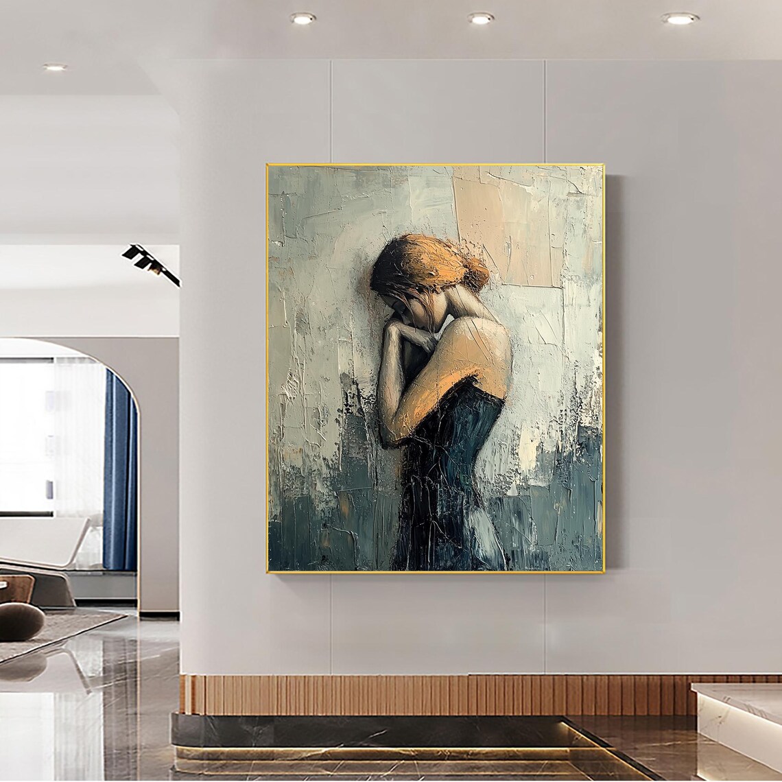 Blonde Girl Abstract Oil-Painting Portrait Art Print - Image 3