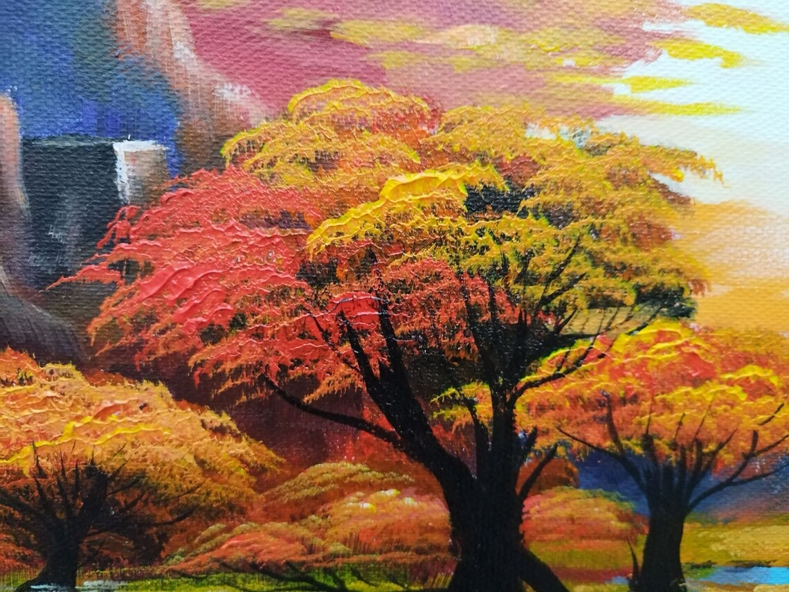 Abstract Mountain Landscape, Minimalist Oil Print - Image 6