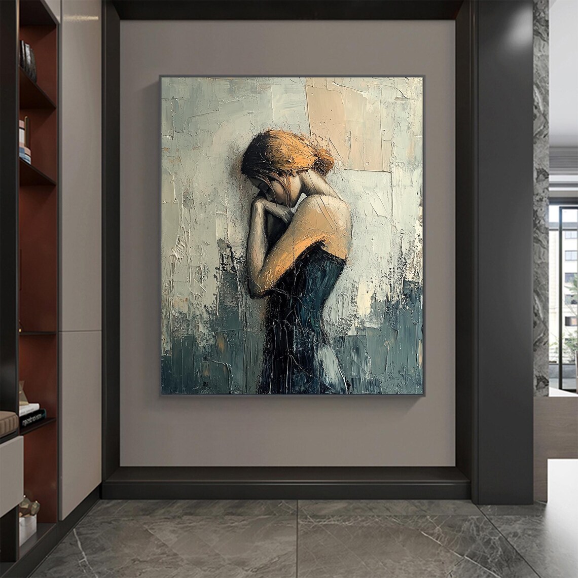 Blonde Girl Abstract Oil-Painting Portrait Art Print - Image 4