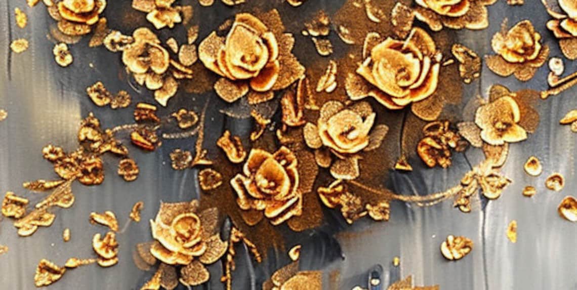 Custom Abstract Gold Flower Oil Painting, Boho Art Print - Image 5