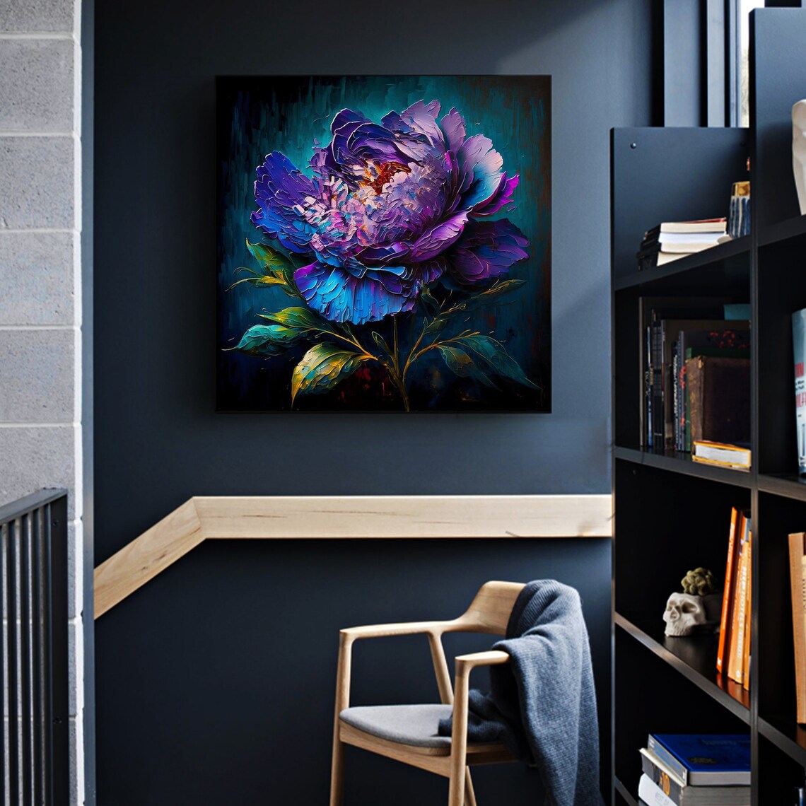 Abstract Purple Flower Oil Painting Art Print - Image 3