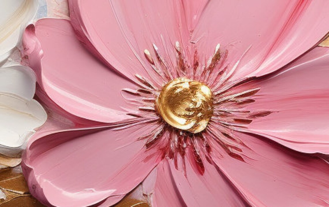 Abstract Flower Oil-Painting Style Print, Custom Gold Decor - Image 6