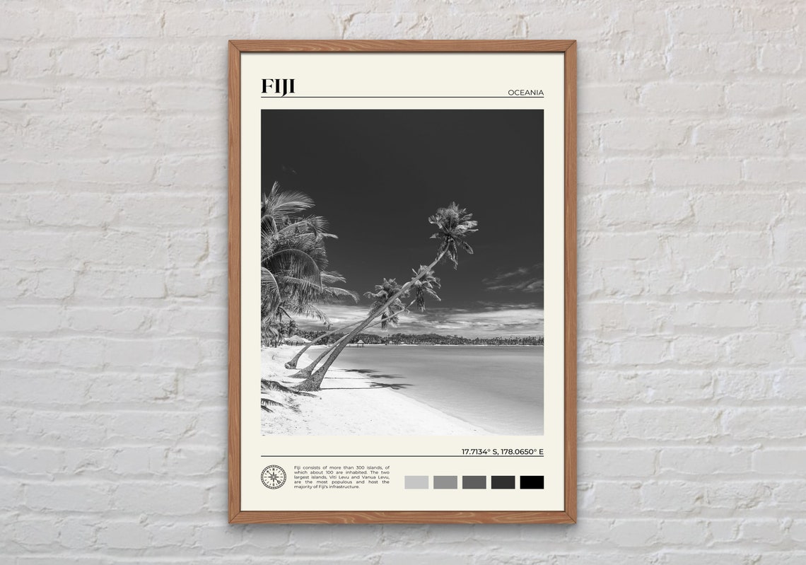 Black And White Fiji Print Fiji Wall Art Fiji Poster Fiji Photo Fiji Poster Print Fiji Wall Decor Oceania Poster Print Oceania Art