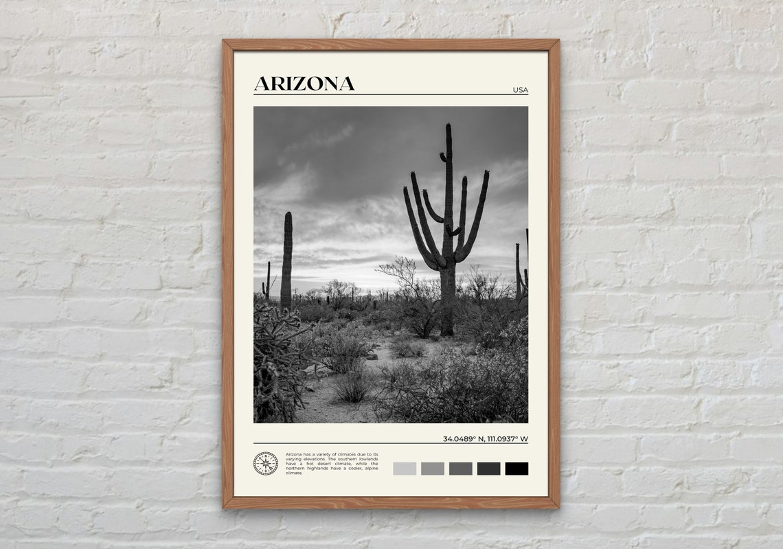 Black And White Arizona Print Arizona Wall Art Arizona Poster Arizona Photo Arizona Poster Print Arizona Wall Decor Usa Print