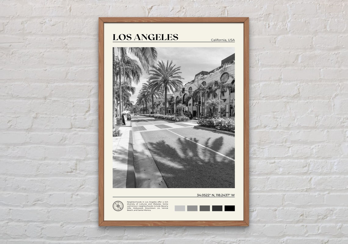 Black And White Los Angeles Print Los Angeles Wall Art Los Angeles Poster Los Angeles Photo Los Angeles Poster Print California