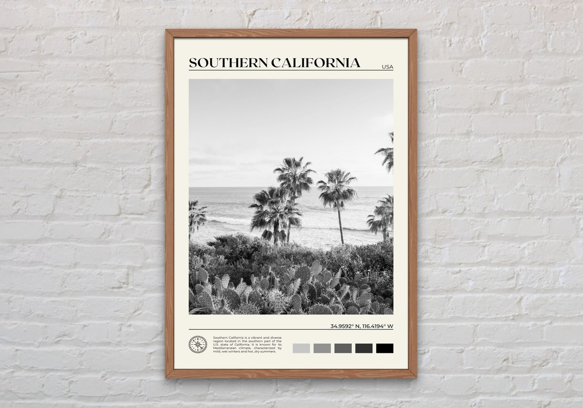 Black And White Southern California Print California Wall Art Southern California Poster California Photo California Poster Print