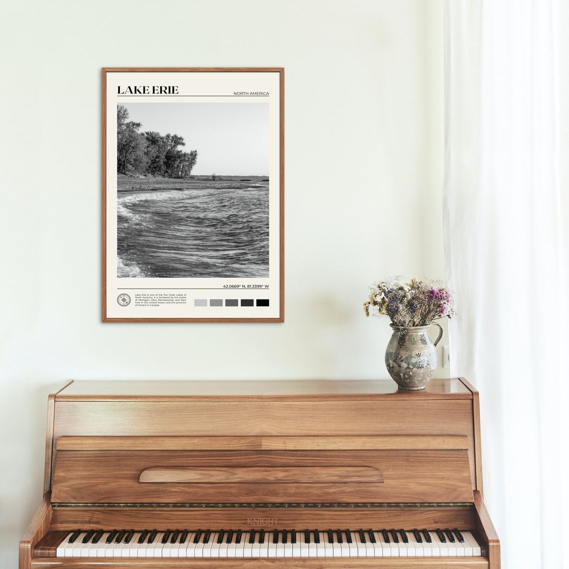 Black And White Lake Erie Print Lake Erie Wall Art Lake Erie Poster Lake Erie Photo Lake Erie Poster Print Lake Erie Wall Decor - Image 2