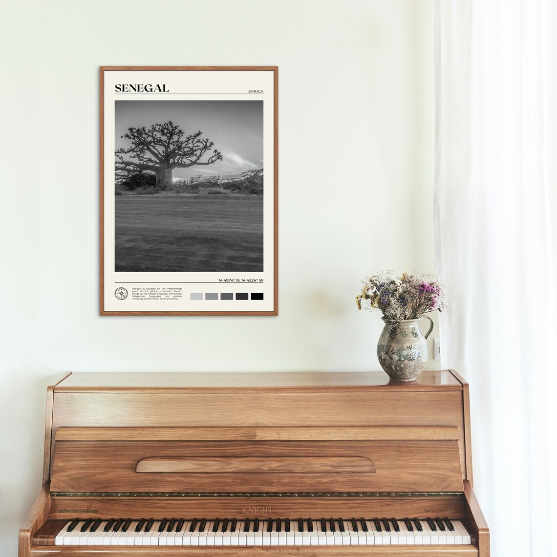 Senegal Black And White Travel Poster, Africa Art Print - Image 2