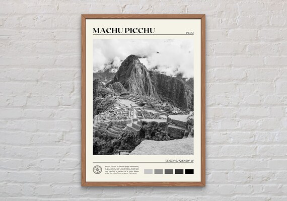 Machu Picchu Peru Inca Citadel Andes Ancient Black and White Poster