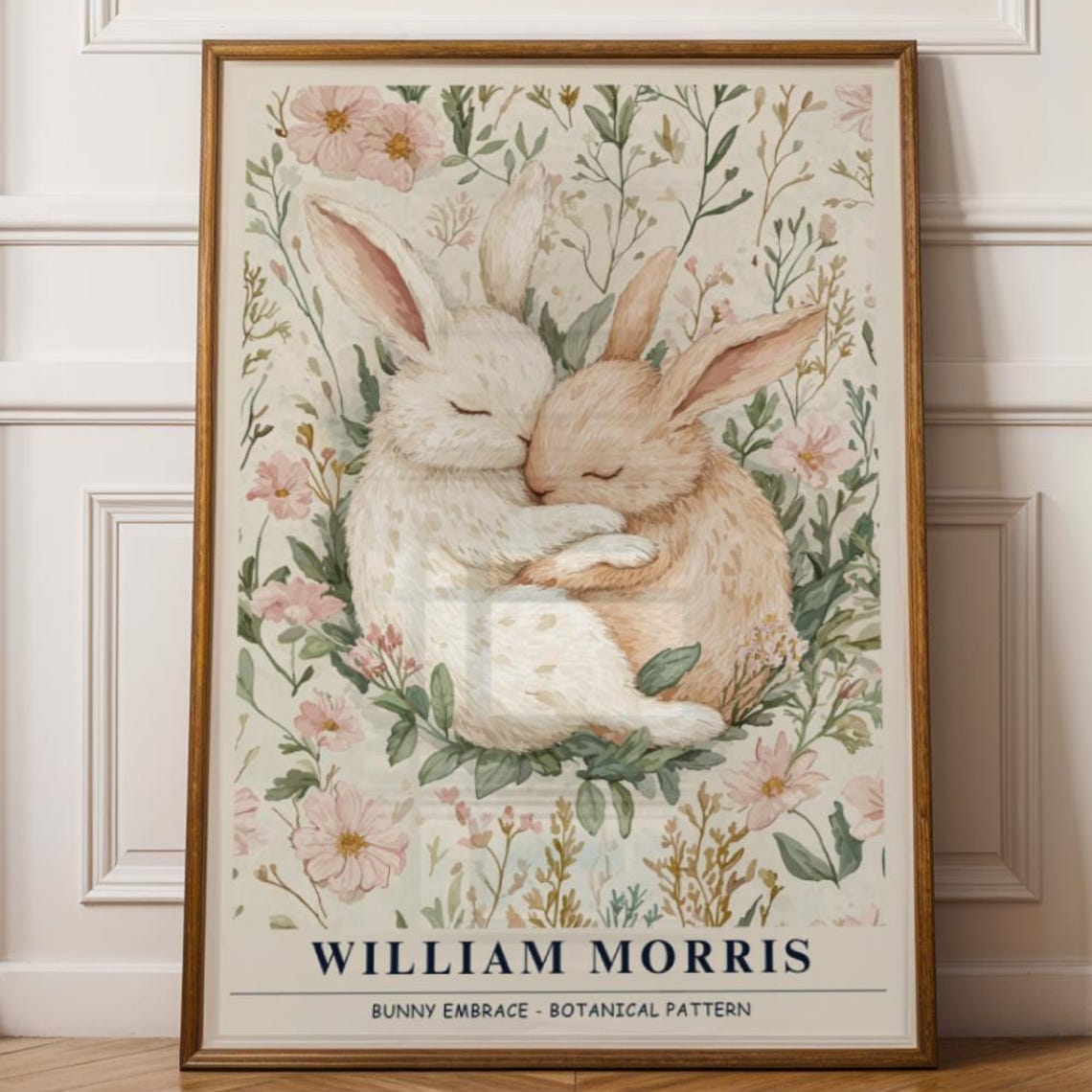 William Morris Print Rabbits And Flowers Vintage Botanical Art