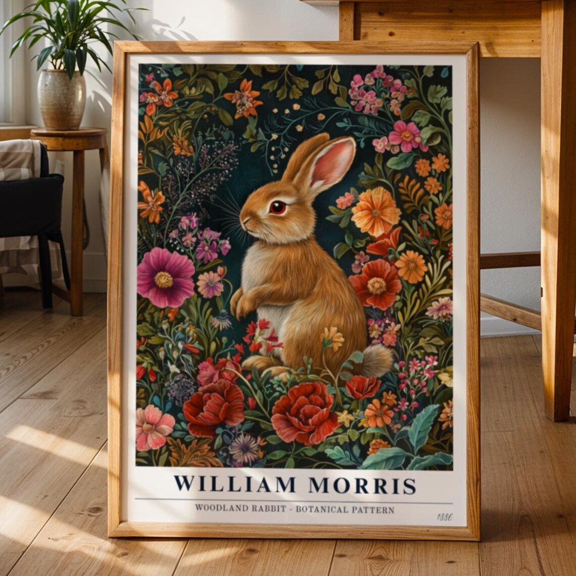 William Morris Woodland Rabbit Charming Floral Vintage Garden Poster
