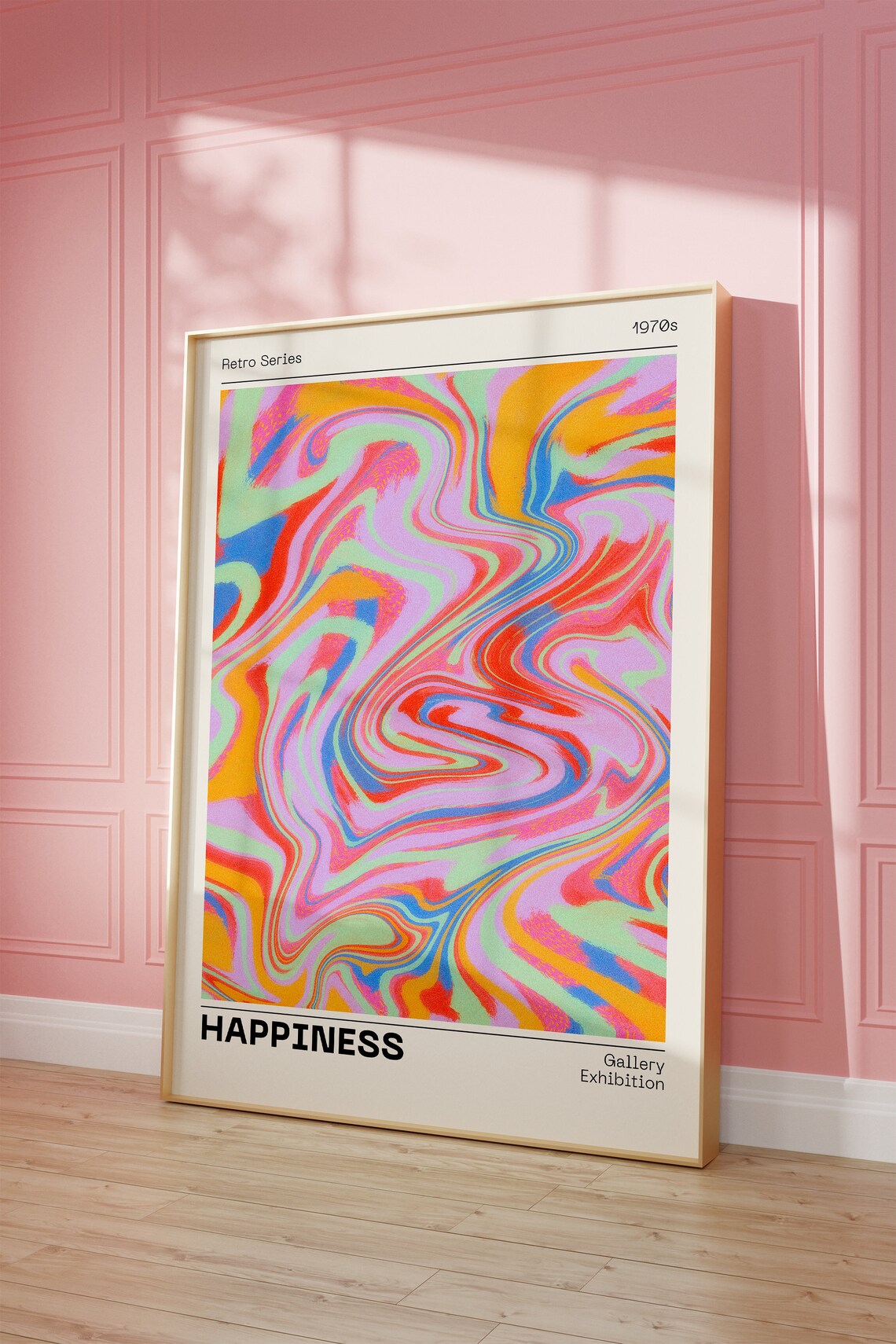 Aura Retro Happiness Poster, Abstract Apartment Decor - Image 3
