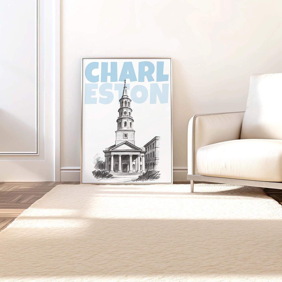 Charleston South Carolina Church Sketch Landmark Travel Poster