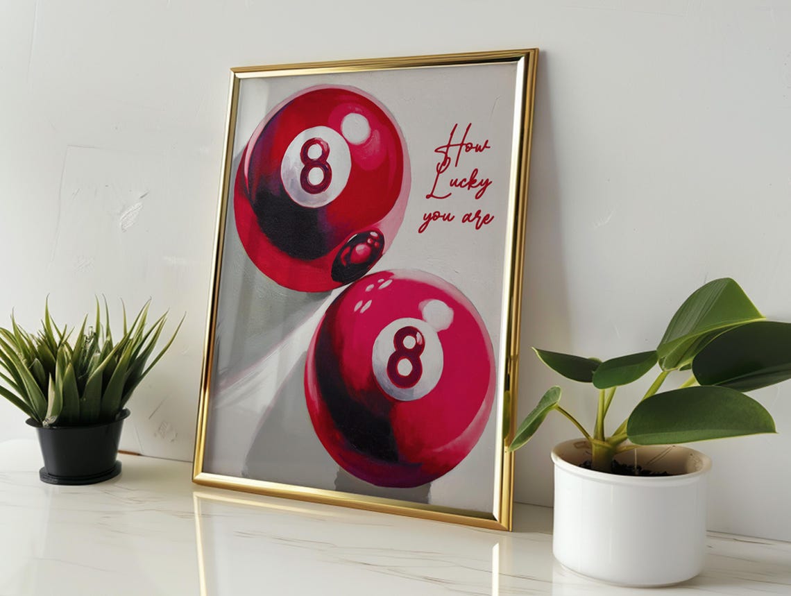 How Lucky You Are With Red Eight Ball Billiard Pop Art Poster - Image 4