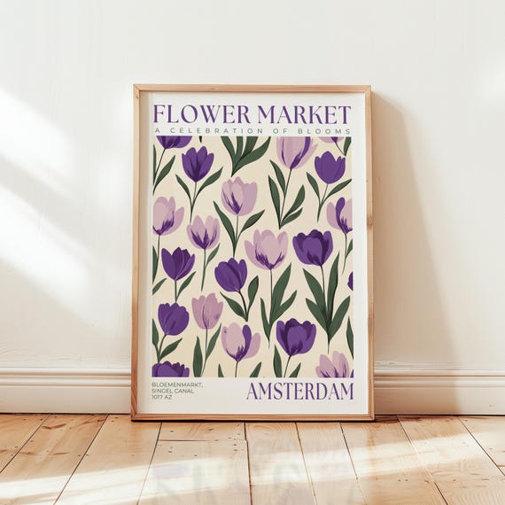 Amsterdam Flower Market Purple Tulip Art Print