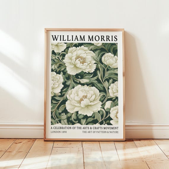 William Morris Peony Vintage Floral Botanical Art Print