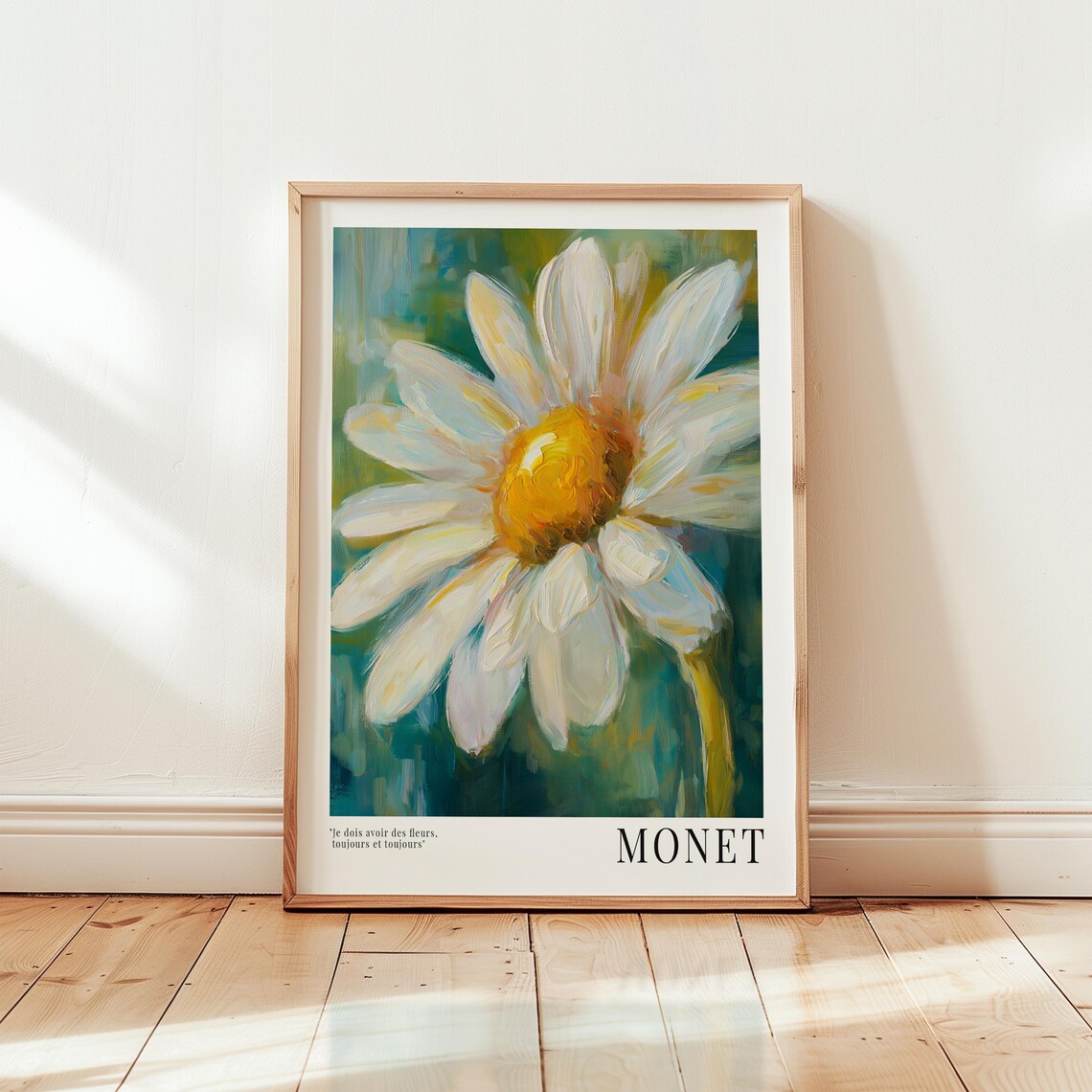 Monet Daisy Flower Print, Impressionist Floral Art