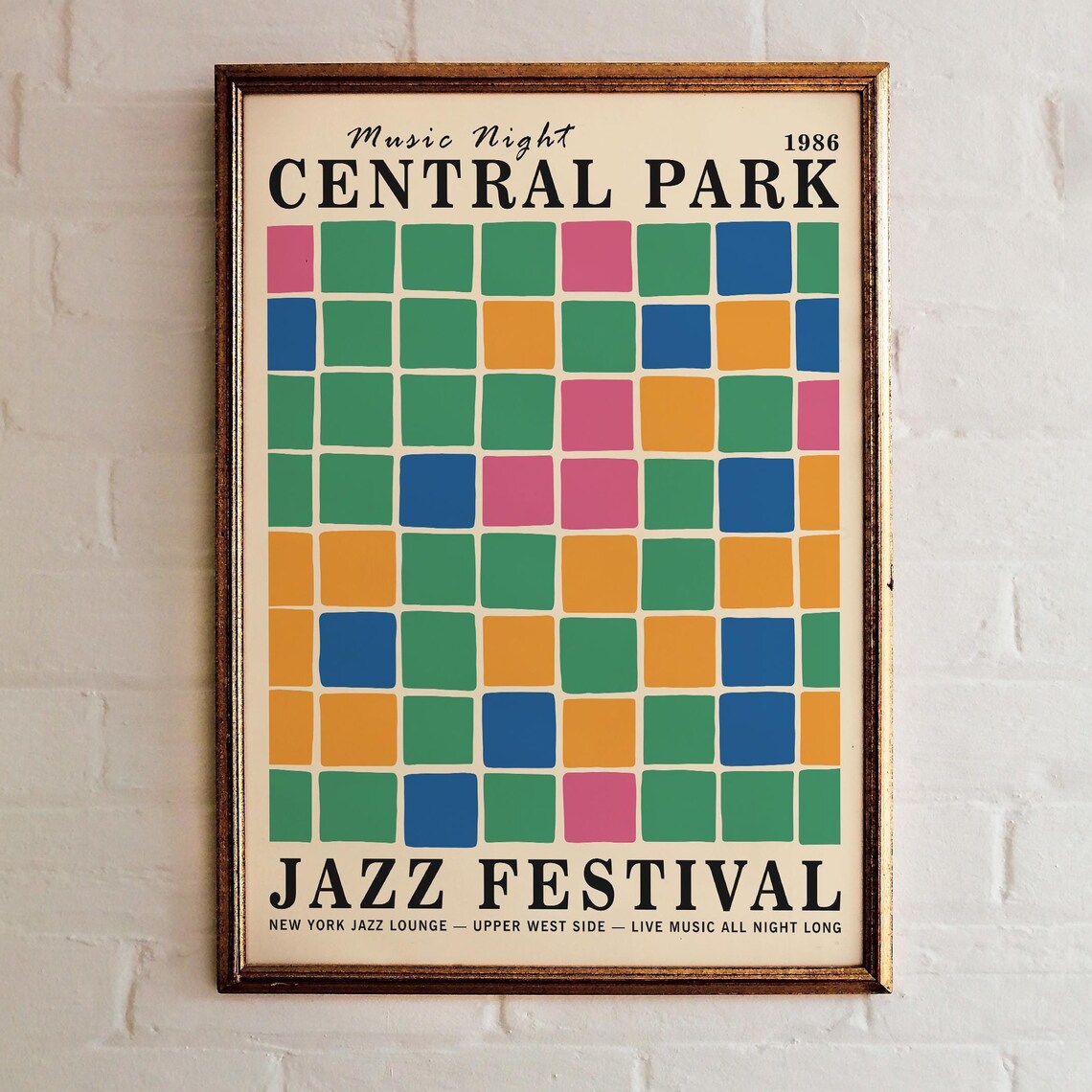 Vintage Music Night Central Park 1986 Jazz Festival Grid Poster