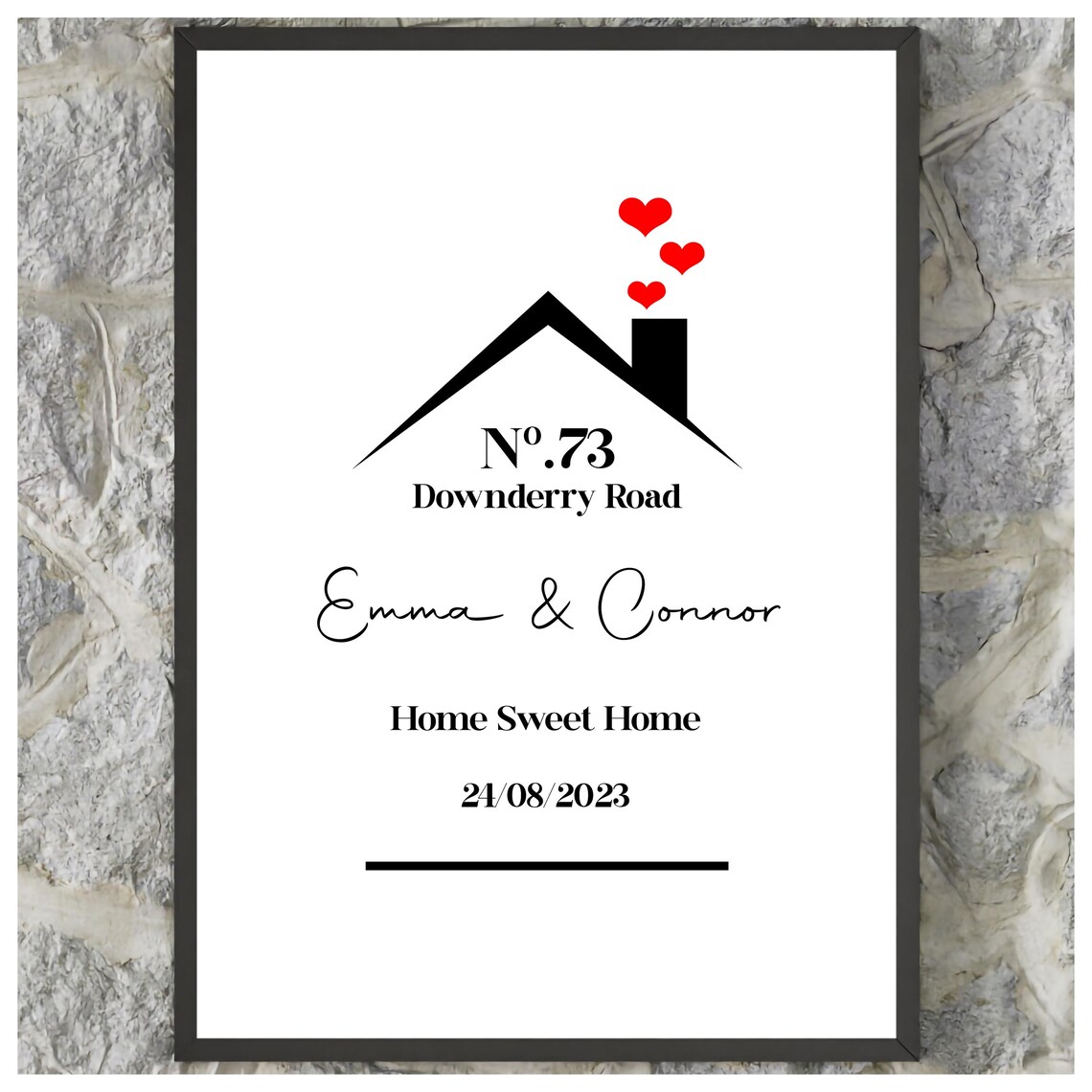 Personalised Home Sweet Home Couple Address New Home Gift Wall Art