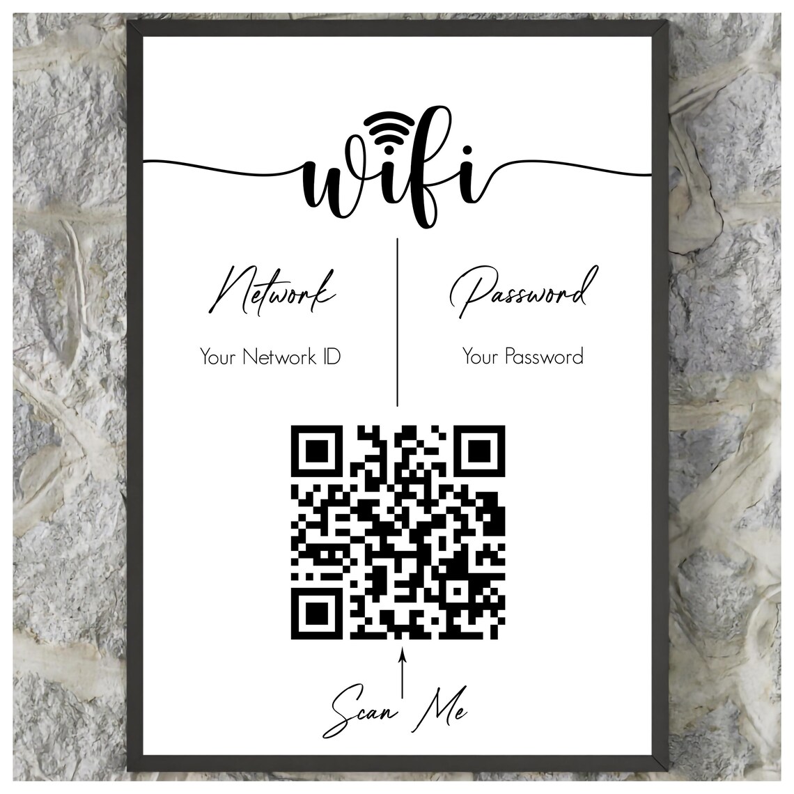 Personalised Wifi Print With QR Code, Art Print