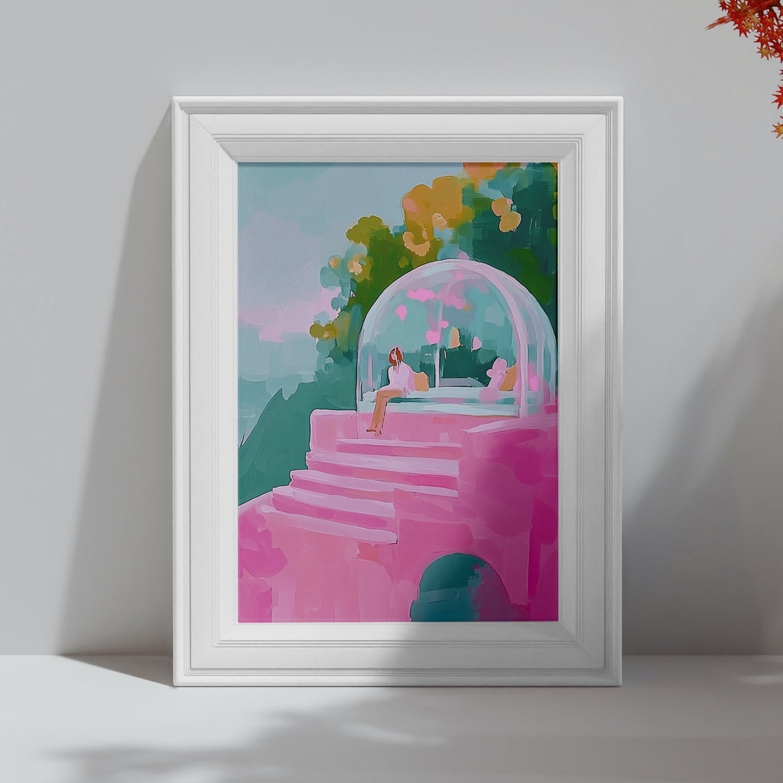 Pink Stair Case Art Stairway To Clouds Stairway To Heaven Heavenly Stairs Stair To Heaven Heaven Stairs Stairs To Heaven Whimsical Art - Image 4