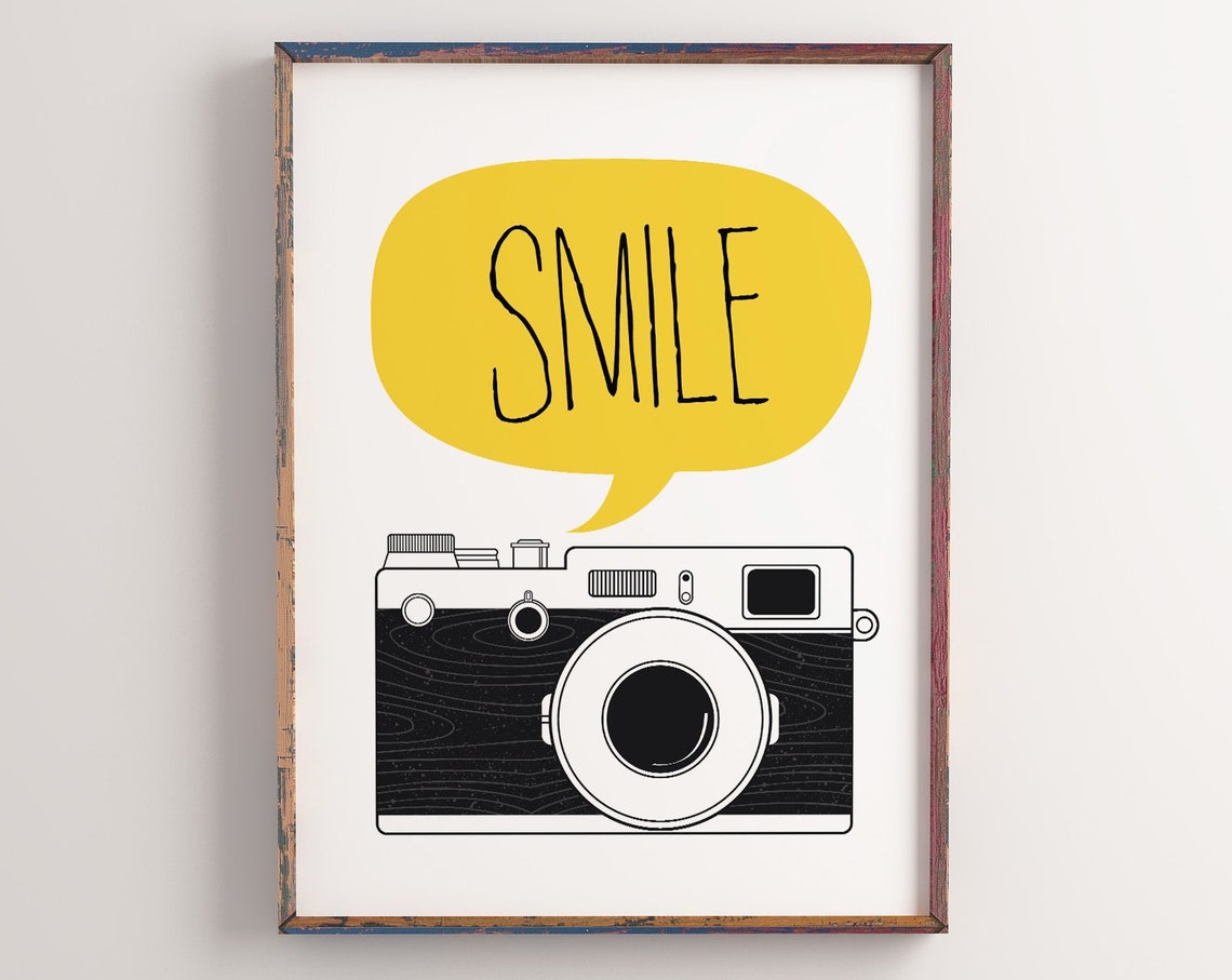Cheerful Smile Speech Bubble Retro Film Camera Photography Poster