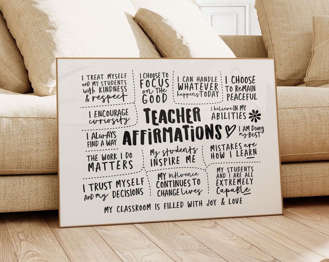 Teacher Affirmations Motivational Classroom Wall Decor Poster