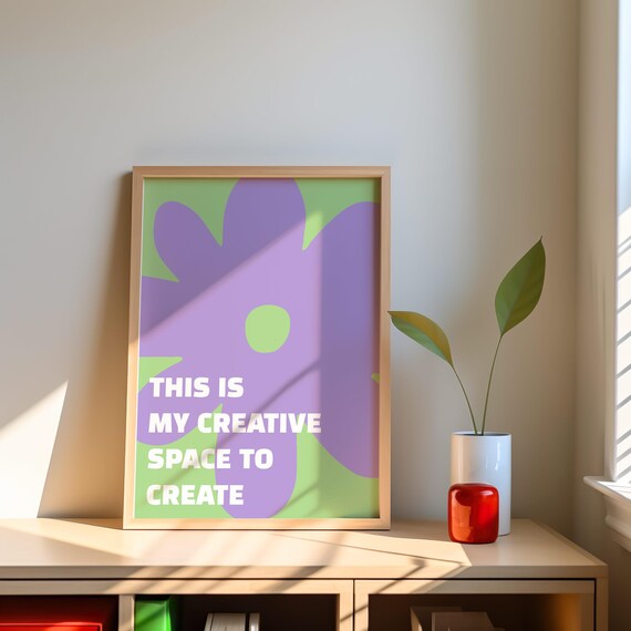 This Is My Creative Space to Create Purple Floral Quote Poster