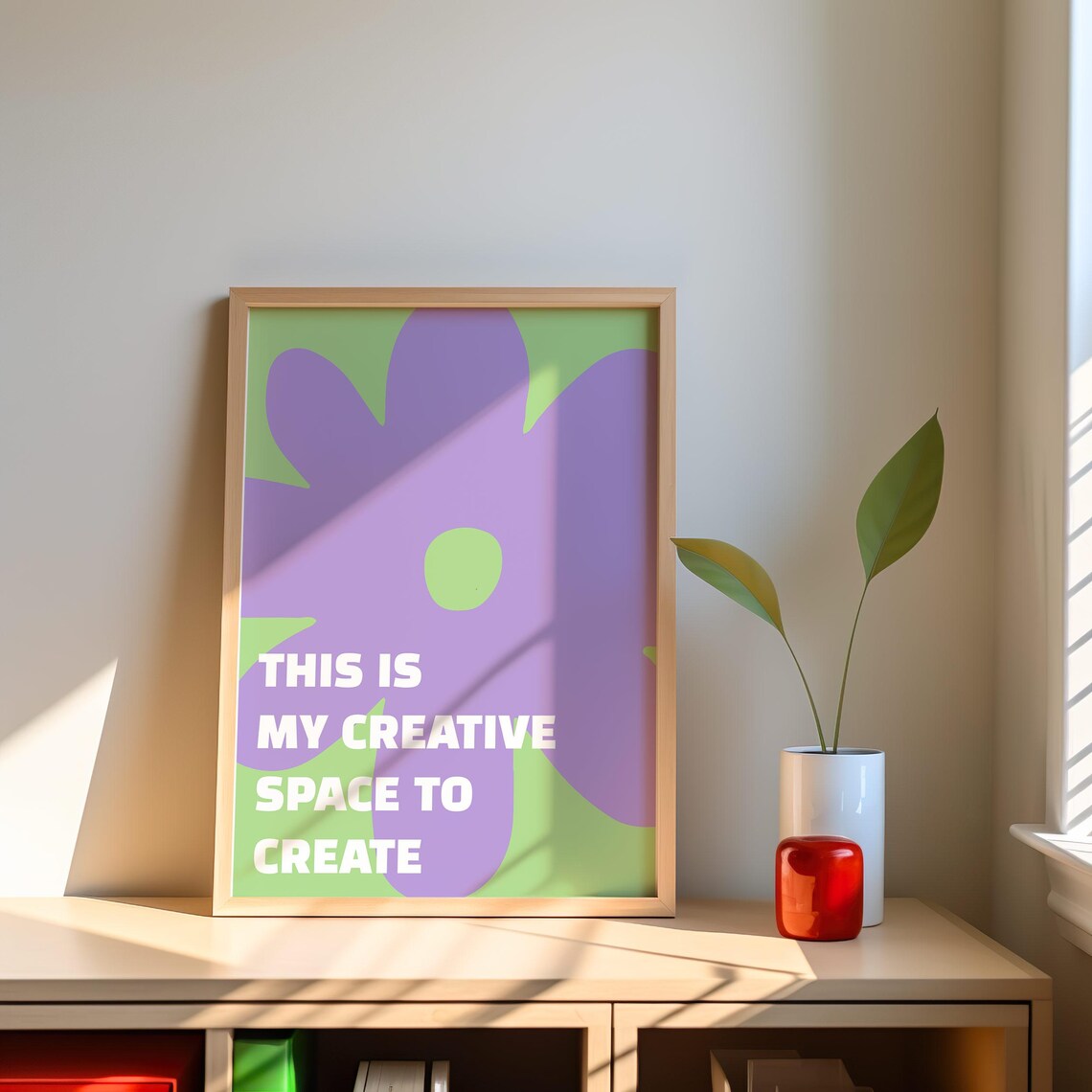 This Is My Creative Space to Create Purple Floral Quote Poster