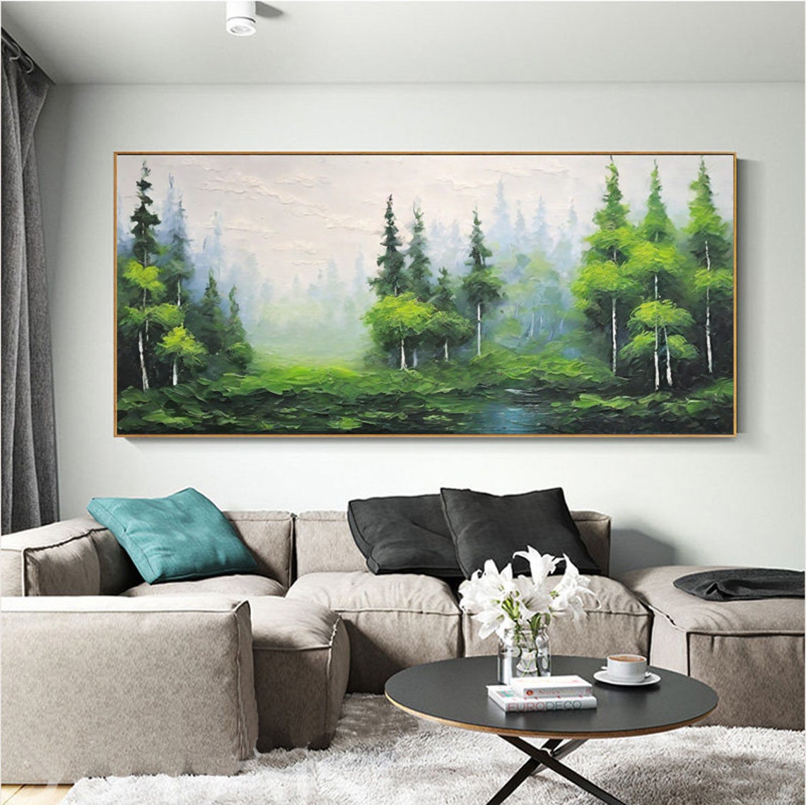 Serene Misty Green Forest Landscape With Tall Pine Trees Poster - Image 6