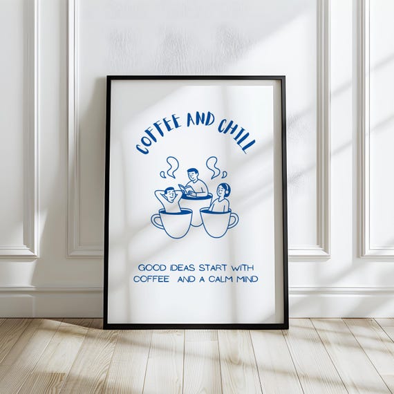 Minimalist Coffee Line Art Quote Poster For Dining Room And Kitchen Wall Decor