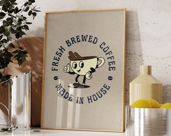 Retro Coffee Print Coffee Bar Wall Art Vintage Coffee Art Print Coffee Art Vintage Style Coffee Cup Poster 1 Print