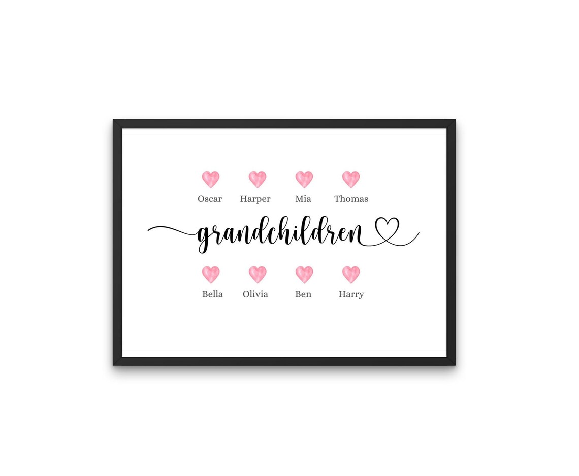Grandchildren Hearts Names Personalised Grandma Keepsake Poster - Image 4