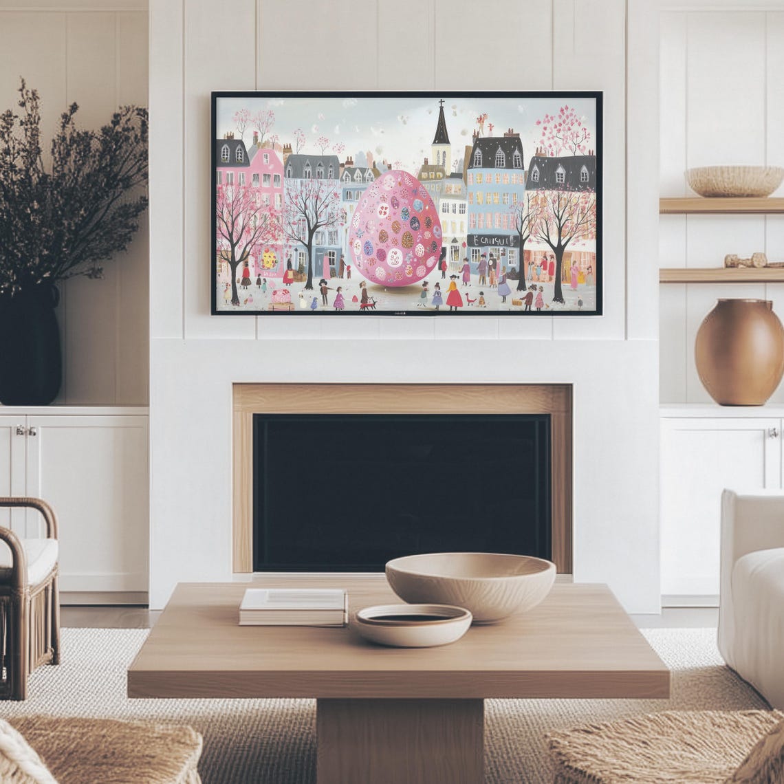 Parisian Street Giant Pink Decorated Easter Egg Spring Art Print - Image 4
