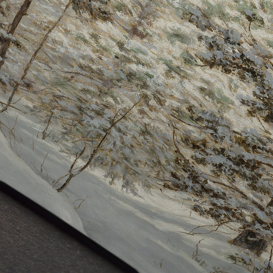 Snowy Pine Forest Sunlit Snow Antique Winter Painting Art Print - Image 4