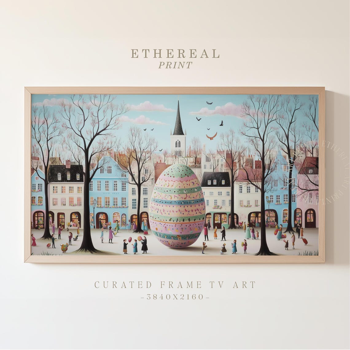 Old Town Square Giant Pastel Easter Egg Spring Crowd Art Print